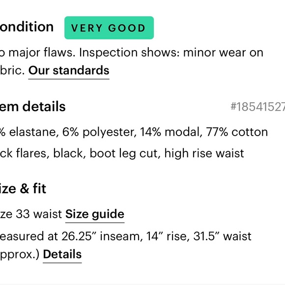 FRAME Women’s Jeans Black Size 33 Bootleg Cut And High waisted - Picture 5 of 5